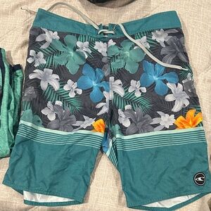 O'Neill Floral Board Shorts - Teal, Blue, Orange